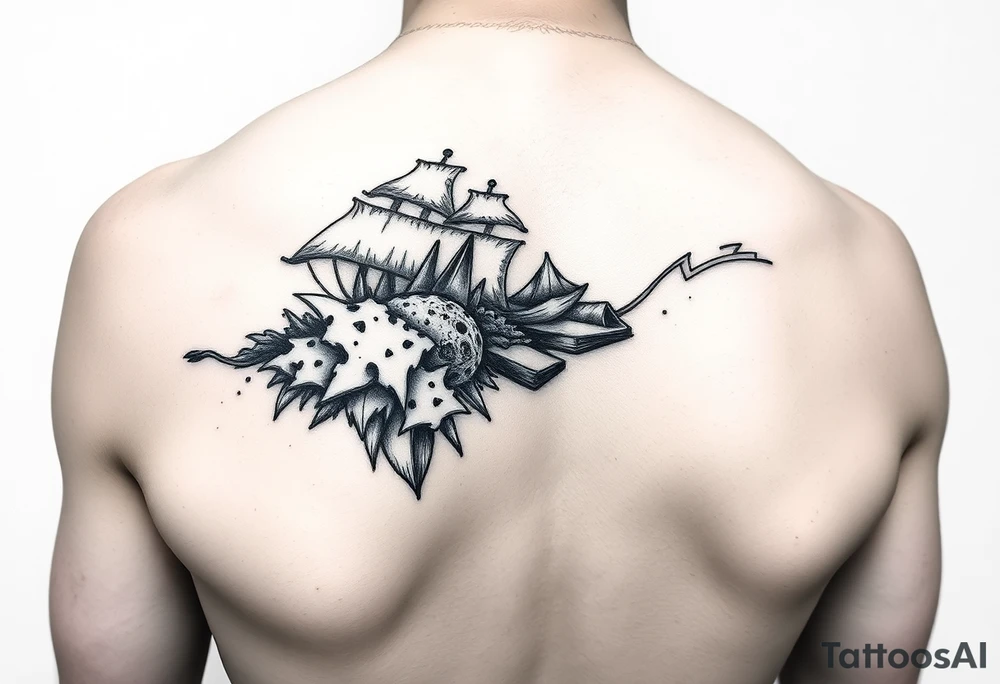 A black and white tattoo that will go on side of the wrist. This is for someone who loves ocean, travel and books. Something unique. tattoo idea
