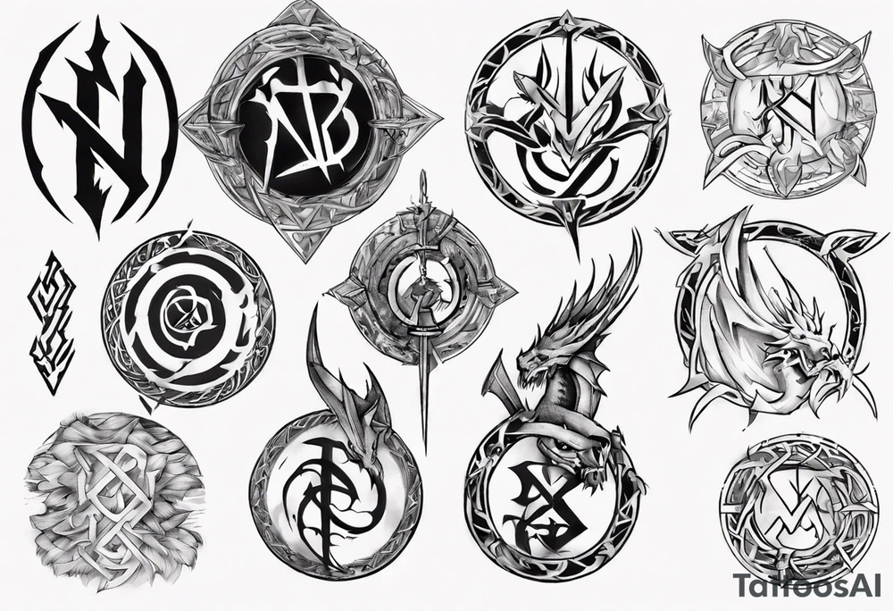Nórdics runes power with  dragón tattoo idea
