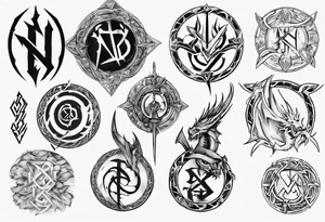 Nórdics runes power with  dragón tattoo idea