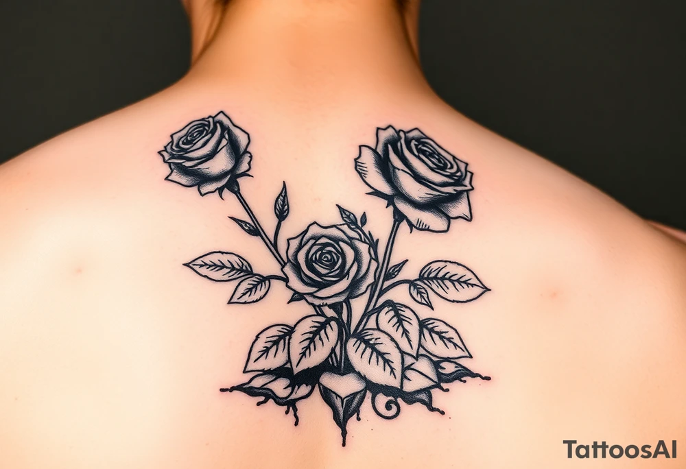 Create a stencil for Roses growing out of Concrete ground tattoo idea