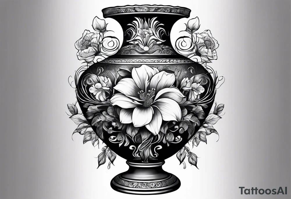 tattoo drawing ancient flower vase tattoo idea