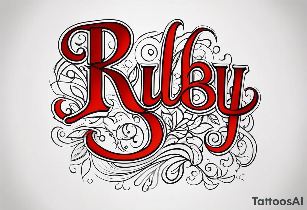 Generate a pretty tattoo with the name of: Ruby tattoo idea