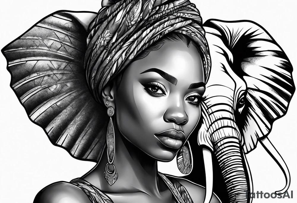 Black woman with locs and elephant tattoo idea