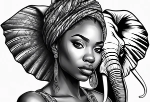 Black woman with locs and elephant tattoo idea