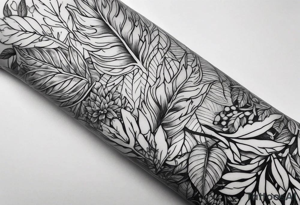 Foliage arm sleeve tattoo idea