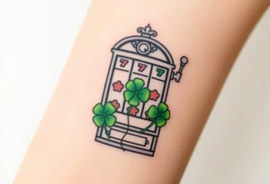Modern slot machine with three four leaf clovers tattoo idea