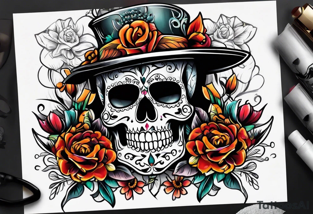 day of dead, skull tattoo idea