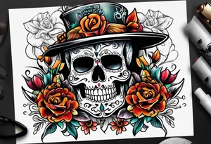 day of dead, skull tattoo idea