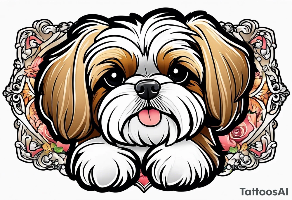 cartoon shih tzu/yorkie in style of disney tattoo idea