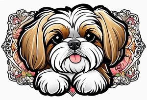 cartoon shih tzu/yorkie in style of disney tattoo idea