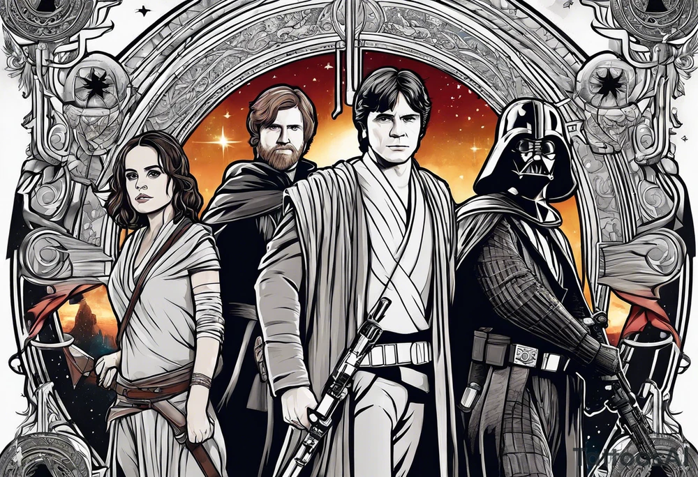Star wars with Harry potter and lord of the rings tattoo idea