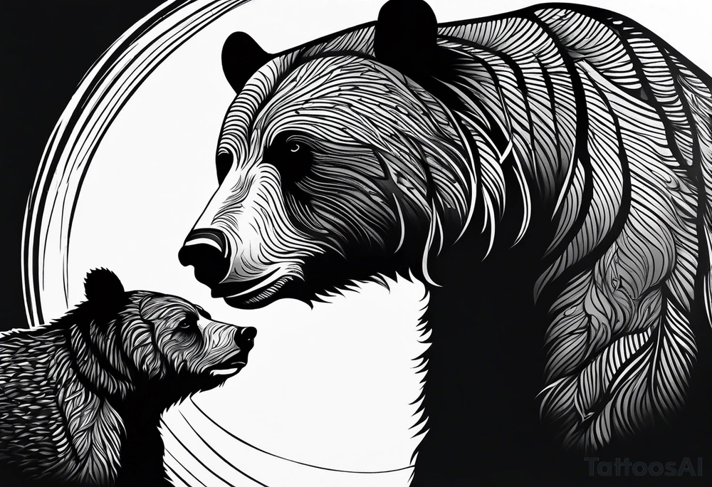mother bear and cub looking at each other teardrop shaped simple tattoo idea mother bear and cub looking at each other teardrop shaped simple tattoo idea