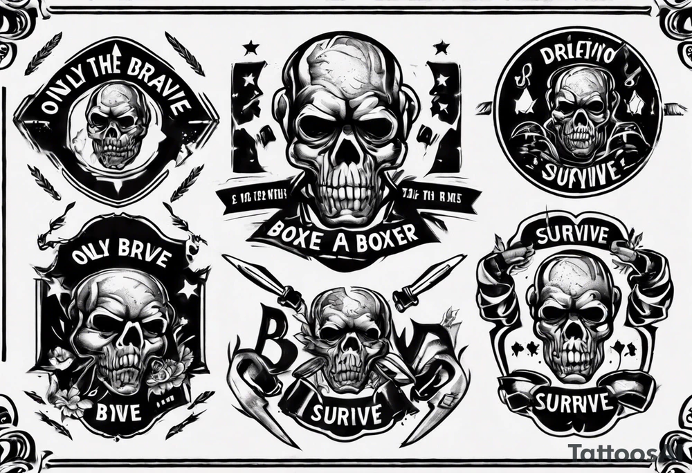 Only the brave survive a boxer with an inscription tattoo idea
