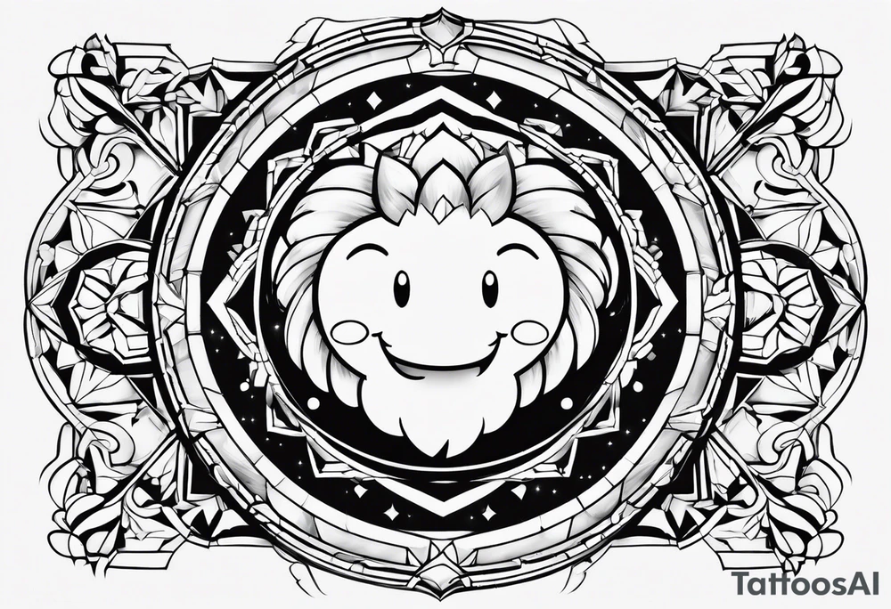kirby smiling inside a long shinning crystal tattoo idea