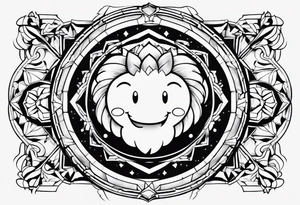 kirby smiling inside a long shinning crystal tattoo idea