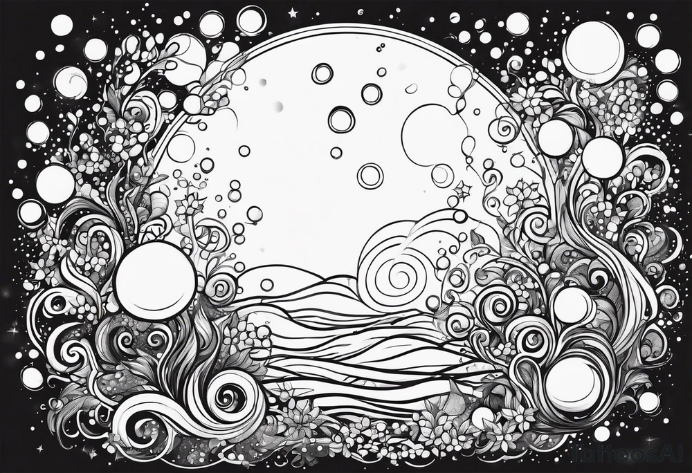Draw me some magical really simple underwater bubbles and simple stars tattoo idea