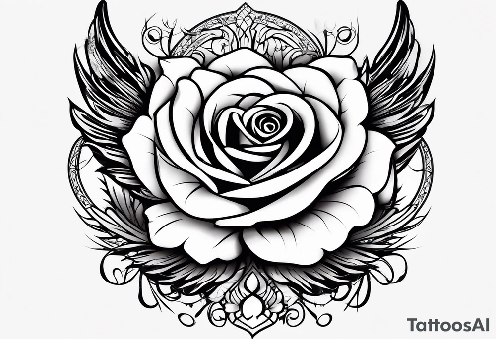 forearm tattoo
a angel feather including a stylish rose with first name Isa encrypted tattoo idea