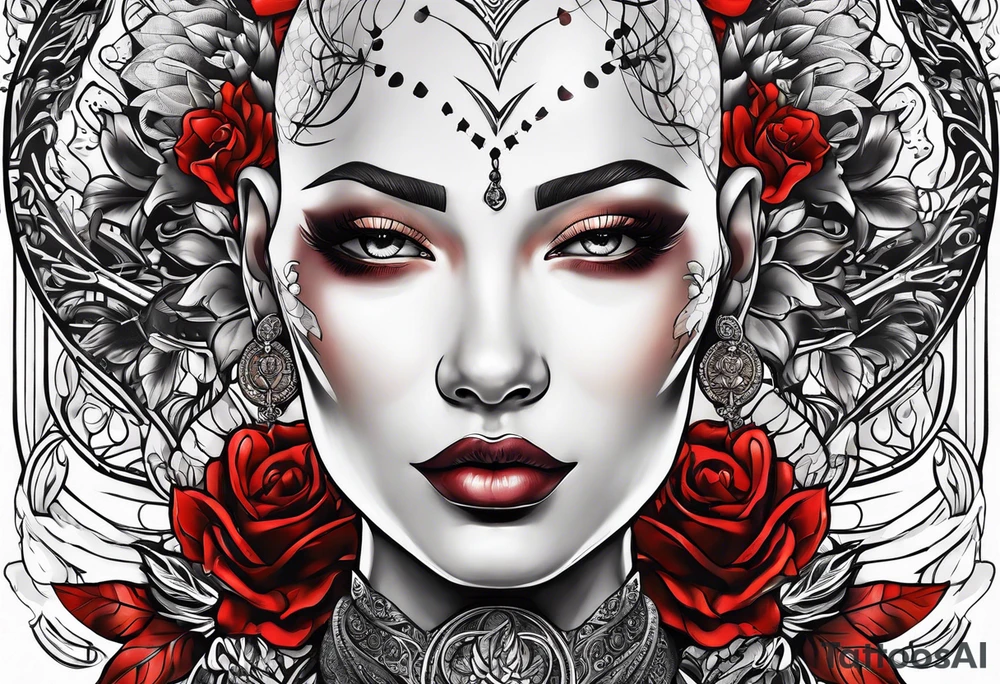 Bald woman tattoo idea