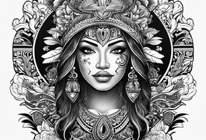 Mexican American inspired Tattoo that incorporates love for family and importance of building wealth. Include elements of the pacific northwest tattoo idea
