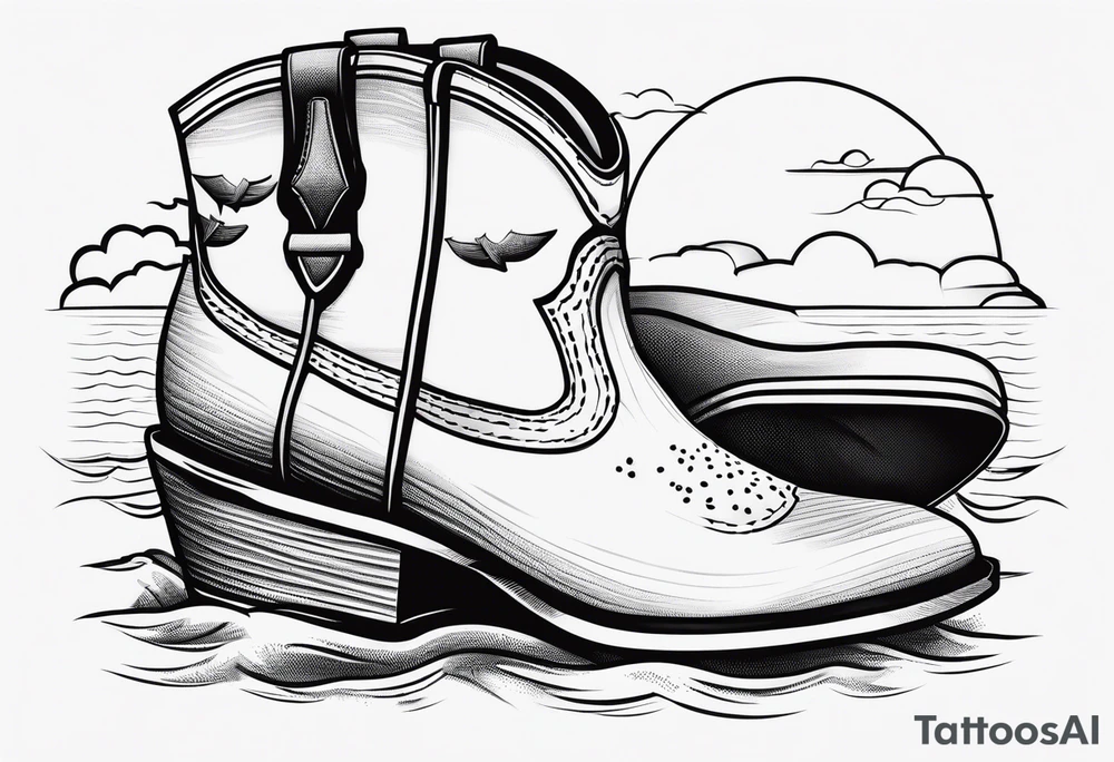 Keep it simple. One pair of timberland boots. One pair of flip flops and a cowboyhat on the Beach. tattoo idea
