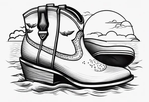 Keep it simple. One pair of timberland boots. One pair of flip flops and a cowboyhat on the Beach. tattoo idea