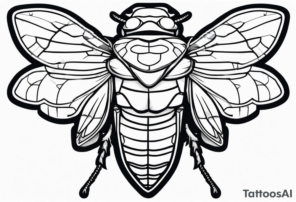 cicada with closed wings tattoo idea