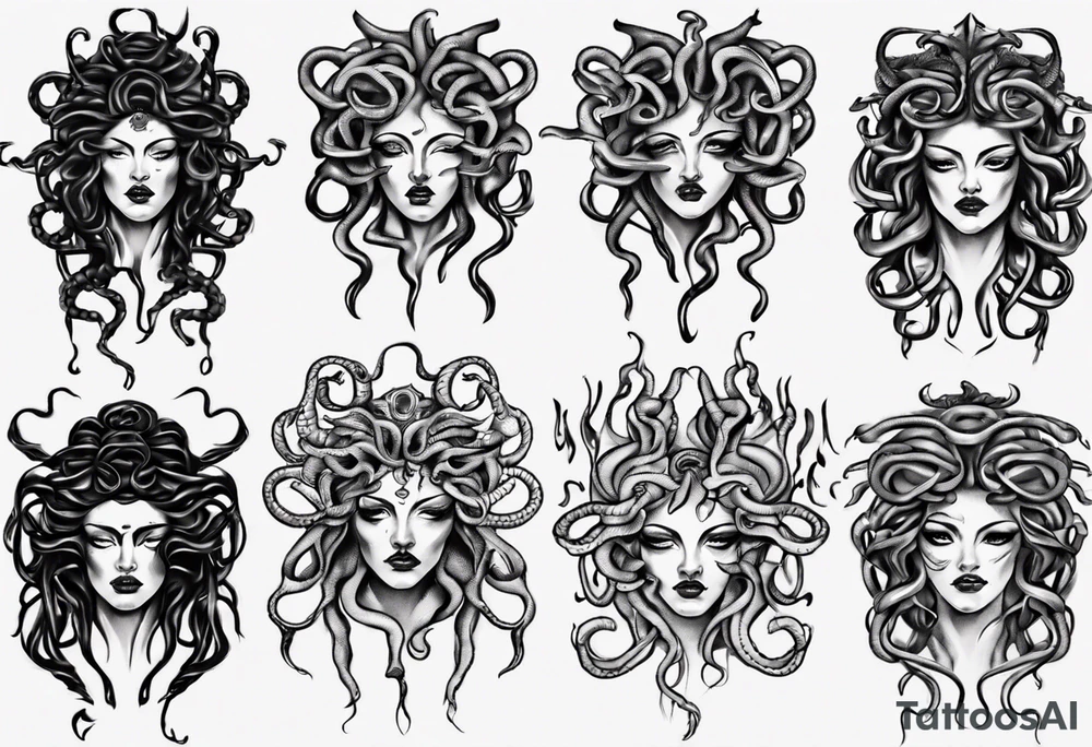 Powerful lusty Medusa no eyes tattoo idea