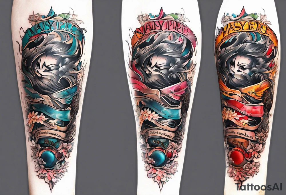 Sleeve showing Nayang text tattoo idea