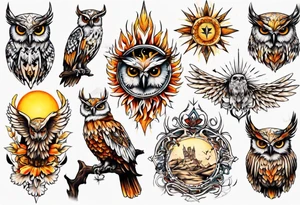 Sonne Eule tattoo idea