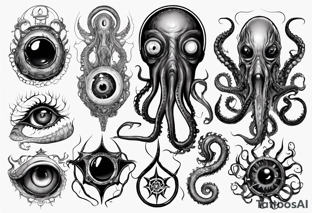 lovecraft theme with tentacle+++ and eyes tattoo idea lovecraft theme with tentacle+++ and eyes tattoo idea
