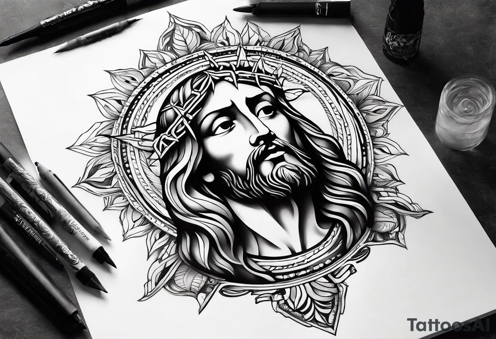 Quiero un diseño de jesus con una paloma, quiero un diseño fluido para el antebrazo tattoo idea