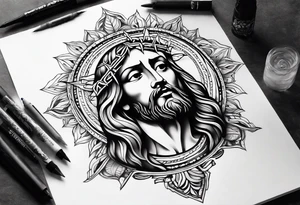 Quiero un diseño de jesus con una paloma, quiero un diseño fluido para el antebrazo tattoo idea