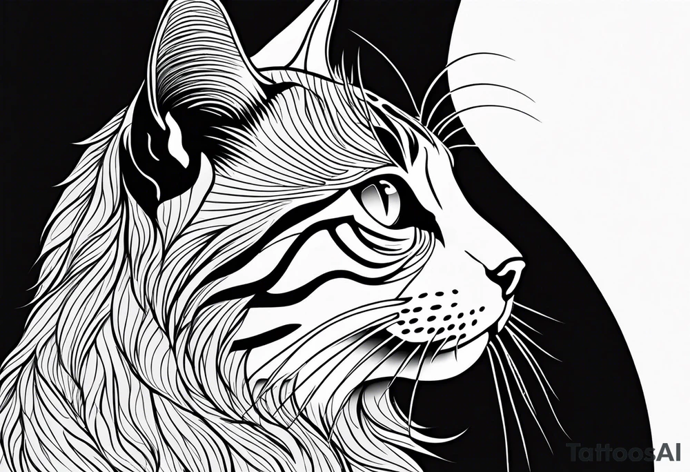 left side profile of a cat face tattoo idea