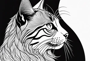 left side profile of a cat face tattoo idea