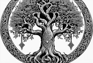 full torso celtic armor viking tree of life yggdrasil tattoo idea