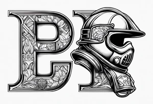 2 letters E, helmet fire fighter, right rescues tattoo idea