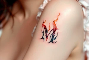 A flame-tipped "M" in gradient red to black, suggesting intensity and strength. tattoo idea