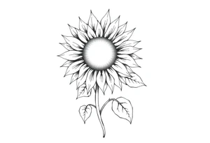 Sun rise sunflower with stem and leaves tattoo idea