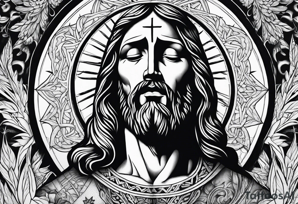 Pain suffering of Jesus Christ tattoo idea
