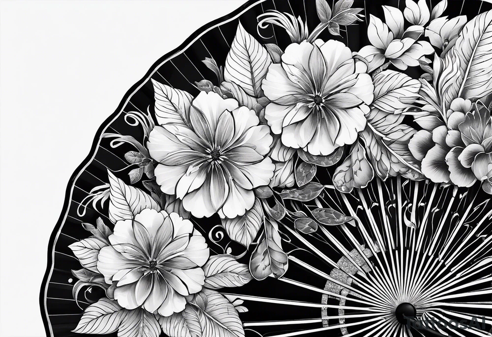 Japanese paper fan with long string tattoo idea