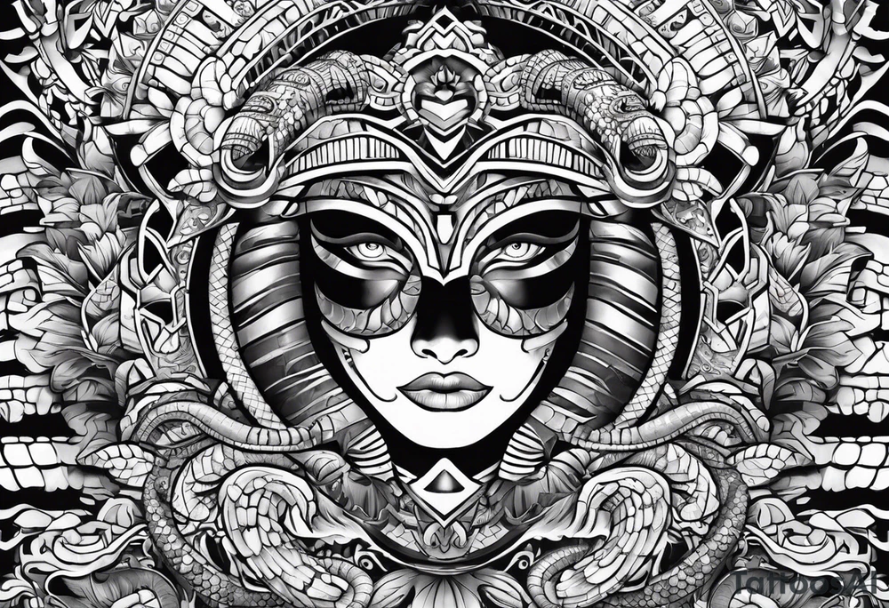 aztec snake sleeve tattoo idea