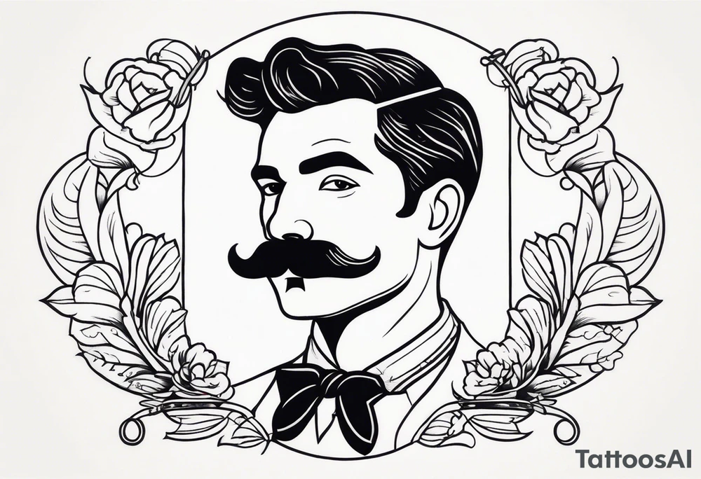 traditional tattoo of man with mustash tattoo idea