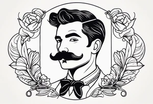 traditional tattoo of man with mustash tattoo idea