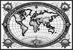 flat map with compass tattoo idea