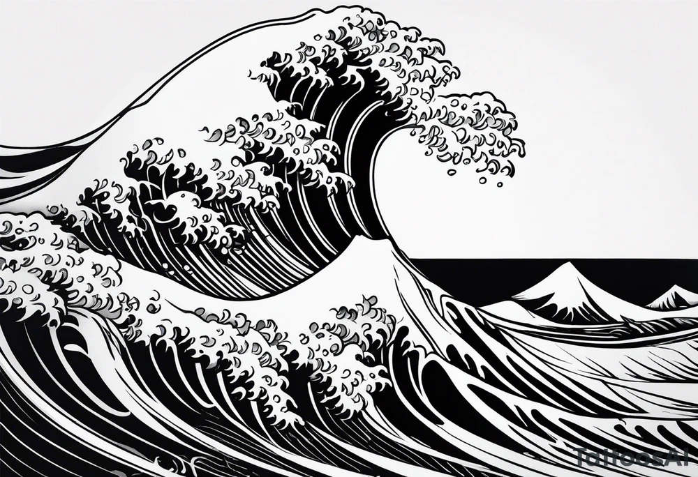 Simple ocean line wave inside of a square tattoo idea