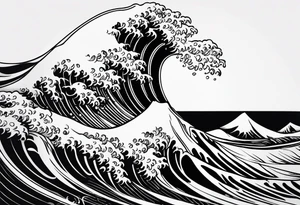 Simple ocean line wave inside of a square tattoo idea