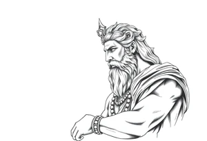 GREEK GOD LOOKING OVER HIS EMPIRE tattoo idea