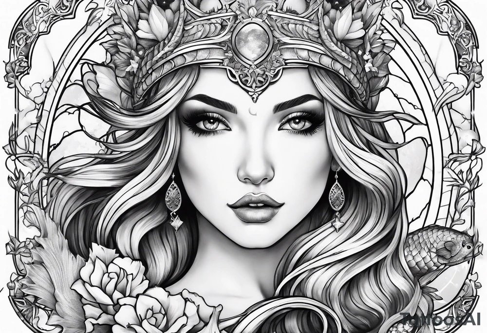 Zodiac  mermaid tattoo idea