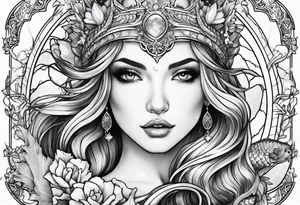 Zodiac  mermaid tattoo idea