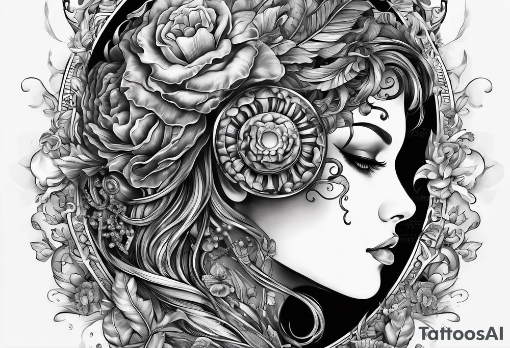 A brain spilling out of a cornocopia tattoo idea